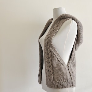 Sweater Vest Hooded Vest Sweater Hand Knit Pale Brown Earth Tones image 3