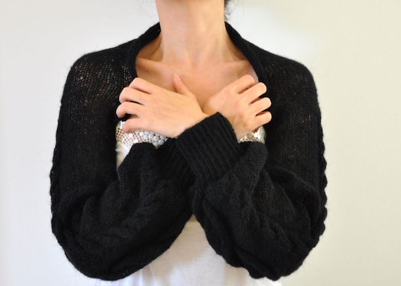 Black knit shrug sale