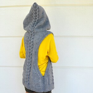 Cable Knit Vest Sweater Vest Hooded Vest Hand Knit Grey Gray - Etsy