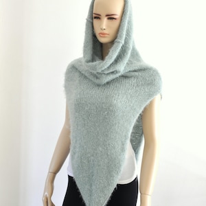 Hooded Scarf Chunky, Oversized Scarf, Snood, Scarf Cowl, Turtleneck Cowl, Cowl Vest, Super Soft, Cozy, Mint Green, Unisex