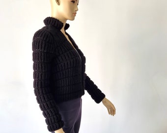 Black Bridal Cardigan Bridal Shrug Wedding Jacket Bridal Sweater Hand Knitted