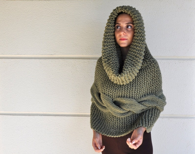Turtleneck Poncho Chunky Knit Cape Wrap Sweaters