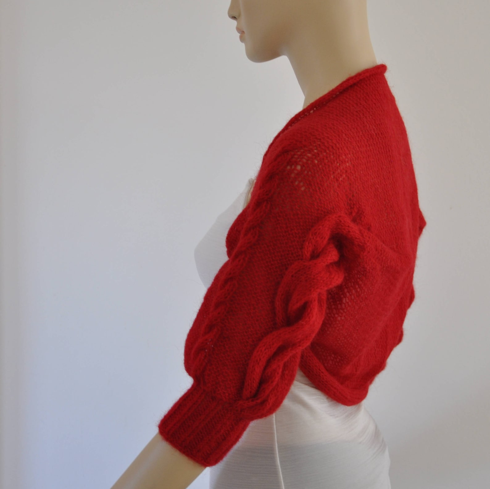 Red Wedding Bolero Bridal Shrug Bolero Knit Cable Sweater Etsy