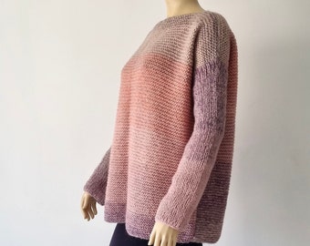 Oversized Sweater, Hand Knitted Sweater Cardigan, Plus Size Sweater, Degrade Wool Sweater