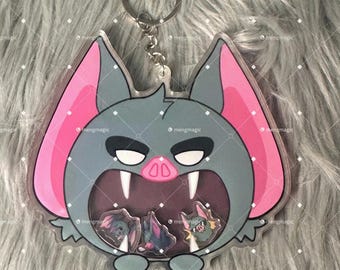 Chaveiro de acrílico Sonar Bat Monster com glitter • 10 cm