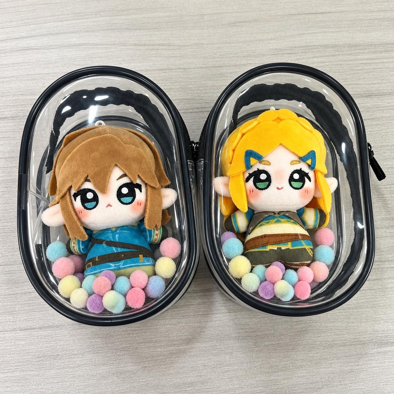 10cm Green Tunic Hero & Blonde Fantasy Princess Plush Doll Bag Set