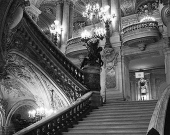 Paris Photograph, Paris Opera House Print, Paris Black & White Photography, Paris Opera House Grand Staircase, Paris Opera House Wall Prints