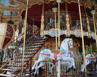 Paris Carousel Print, Paris Photography, Carousel Merry-Go-Round Horses, Baby Girl Nursery Room Photography, Paris Carousel Horses Fine Art