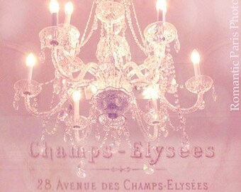 Paris Crystal Chandelier Print, Paris Chandelier, Shabby Chic Decor, Paris Chandelier Print, Sparkling Crystal Chandelier, Pink Chandelier
