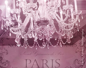 Paris Chandelier Print, Pink Paris Crystal Chandelier Art, Paris Pink Chandelier Wall Art, Parisian Chandelier Print, Paris Pink Chandeliers