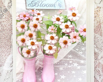 Flower Note Cards, Shabby Chic Note Cards, Flower Greeting Cards, Floral Note Card, Shabby Chic Decor, Flower Art Cards, Floral Photo Cards