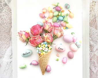 Easter Photo Greeting Cards, Easter Note Cards, Flower Note Cards, Cone Flower Greeting Cards, Flower Greeting Cards, Shabby Chic Note Cards