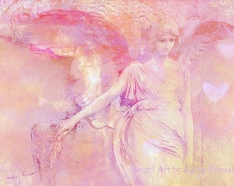 Angel Wings Art Print, Angel Photographs, Pink Angel Photography, Ethereal Angel Wings Print, Pink Baby Girl Nursery Decor, Angel Art Prints