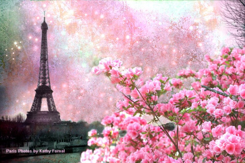 Paris Photography Eiffel Tower Pink Floral Paris Pink Etsy