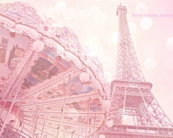 Pink Paris Eiffel Tower Prints, Paris Photography, Eiffel Tower Carousel, Baby Girl Nursery, Paris Carousel Prints, Pink Eiffel Tower Prints