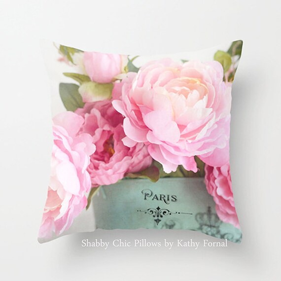 Peonies Floral Pillow Shabby Chic Decor Paris Peony Pillow Etsy