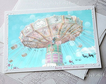 Carnival Ride Note Cards, Aqua Teal Baby Nursery Room, Carnival Art, Kids Room Carnival Decor, Carnival Ride Greeting Cards, Ferris Wheel