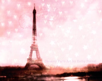 Paris Photography, Pink Eiffel Tower Hearts Print, Baby Girl Nursery Decor, Paris Eiffel Tower Prints, Paris Eiffel Tower Pink Hearts Print