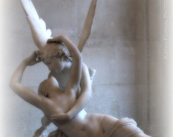 Paris Photography, Eros & Psyche, Paris Lovers, Paris Angel Photos, Paris Romantic Angel Art, Eros and Psyche Valentine Print, Paris In Love