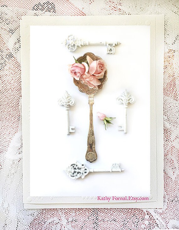 Shabby Chic Decor Vintage Spoon Note Card Shabby Chic Etsy