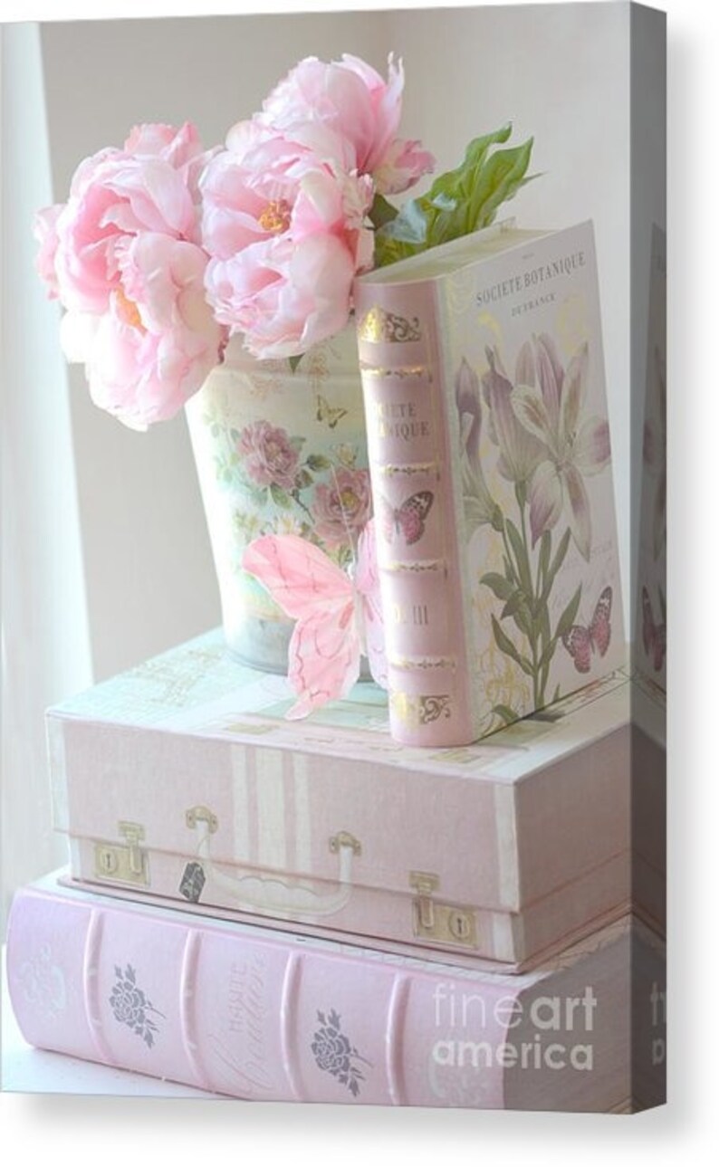 Shabby Chic Decor Peony Books Print Peonies & Book Shabby Etsy