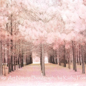 Pink Nature Photography, Baby Girl Nursery Decor, Dreamy Pink Trees Woodlands, Pink Baby Girls Room Nursery Art, Pink Fairytale Nature Woods image 1