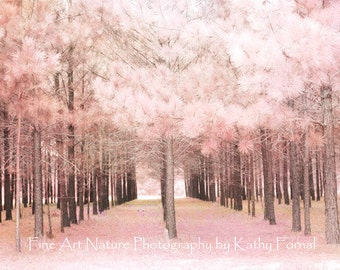 Pink Woodlands, Baby Girl Nursery Decor, Pink Nature Trees, Pink Nature Prints, Baby Girl Nursery Prints, Pink Fairy Tale Fantasy Woodlands