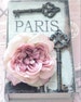 Paris Photography, Paris Roses Keys Books Wall Art, Paris Shabby Chic Decor, Paris Skeleton Keys, Paris Decor, Roses Skeleton Key Book Print 