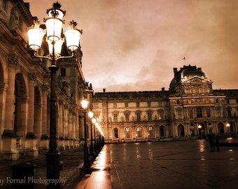 Paris Photography, Louvre Museum, Paris Street Lamps, Louvre Lights, Paris Sepia Prints Wall Art, Paris Fine Art Photography, Louvre Print