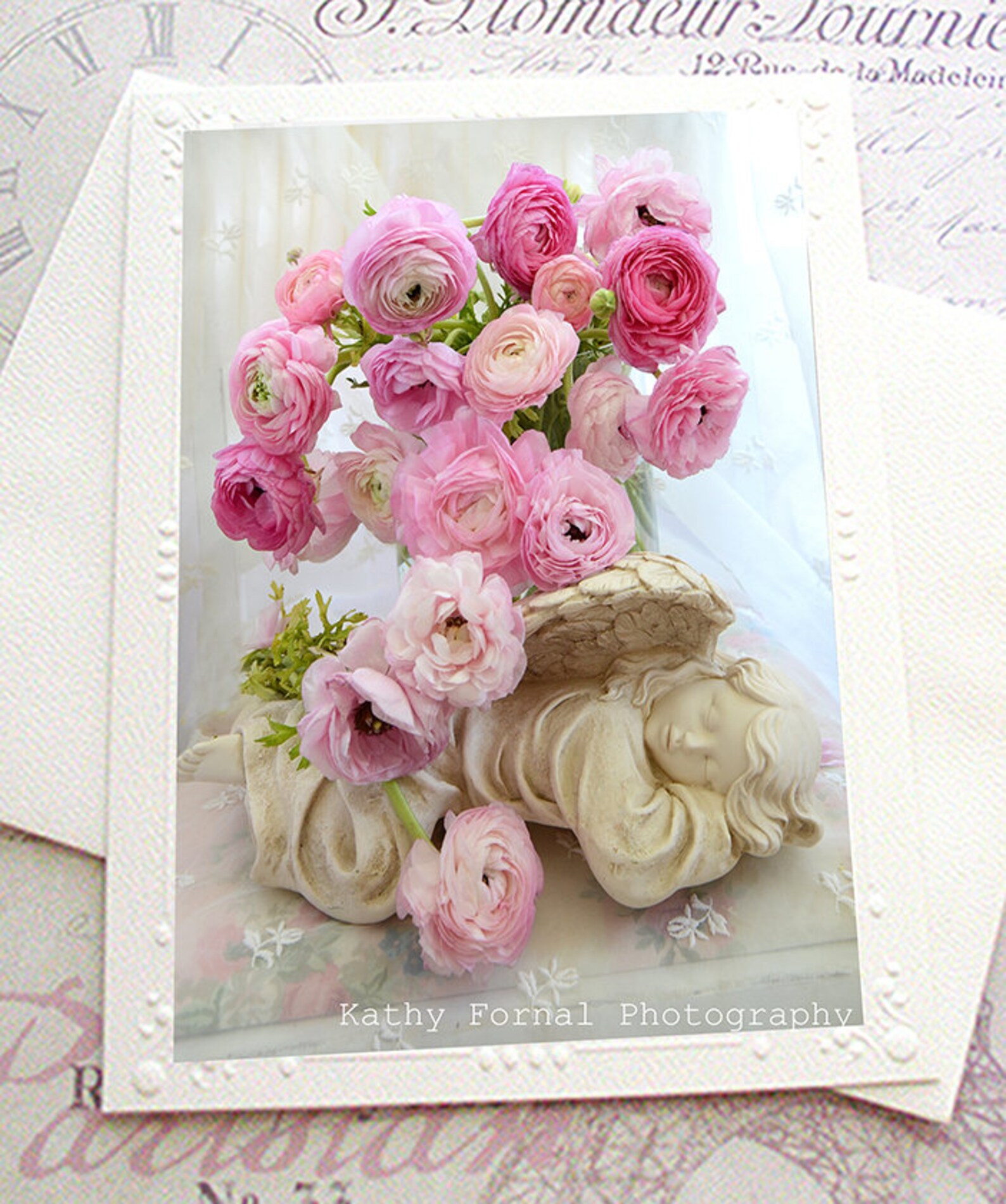 Floral Note Cards Angel Note Cards Ranunculus Floral Note Etsy