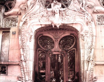 Paris Door Photograph, Paris Art Nouveau Door, Paris Ornate Brown Pink Door, Paris Door Print, Paris Photography, Paris Romantic Door Prints