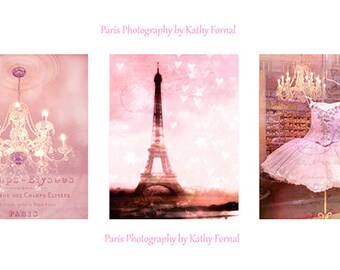 Paris Photography, Paris Pink Prints, Baby Girl Nursery Decor, Paris Pink Shabby Chic Wall Art, Paris Ballet Chandelier, Paris Pink Wall Art