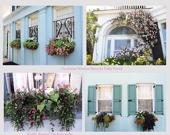 Charleston Print Set, Charleston Window Boxes, Charleston art, Charleston French Quarter Architecture, Charleston South Carolina Note Cards