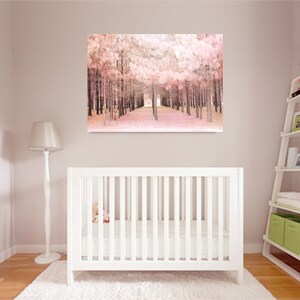 Pink Nature Photography, Baby Girl Nursery Decor, Dreamy Pink Trees Woodlands, Pink Baby Girls Room Nursery Art, Pink Fairytale Nature Woods image 2