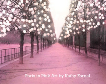 Paris Photography, Tuileries Sparkling Lights Trees, Paris Pink Fairy Lights, Paris Fine Art Photography, Paris Baby Girl Nursery Decor Art