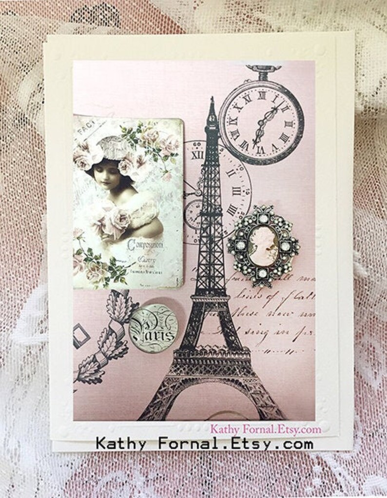 Paris Note Cards Eiffel Tower Note Card Paris Greeting Etsy