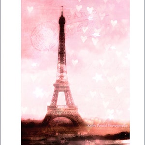 Paris Photography, Eiffel Tower Dreamy Hearts Print, Baby Girl Nursery Decor, Paris Pink Eiffel Tower Print, Paris Eiffel Tower Pink Hearts