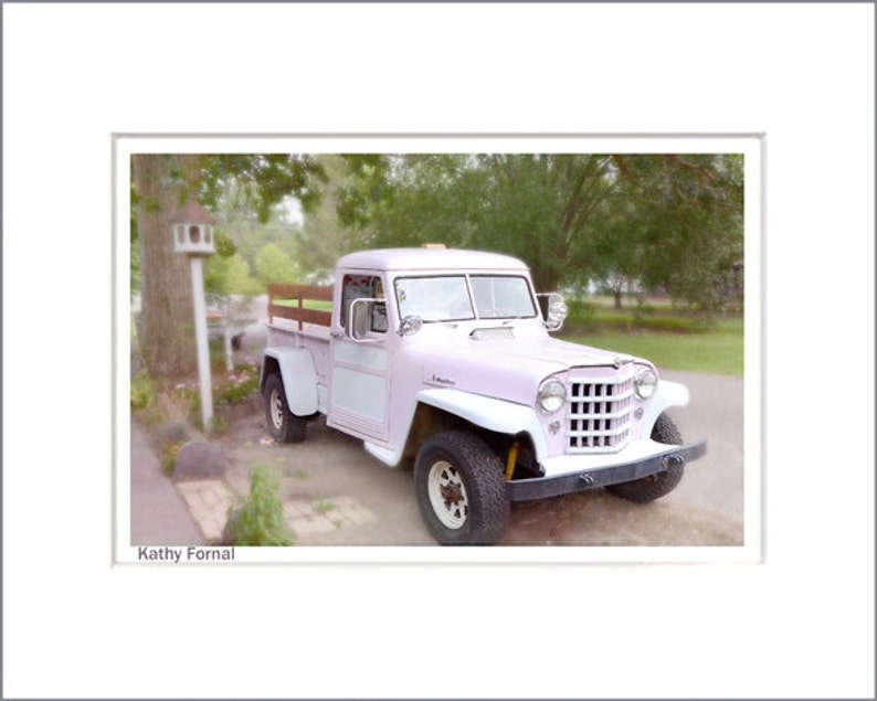 Pink Vintage Truck Print Shabby Chic Decor Dreamy Pink Truck Etsy