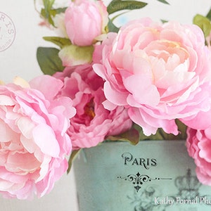 Pink Peonies Print, Dreamy Pink Peonies Floral Print, Paris Peonies, Peony Prints, Peony Flower Photography, Romantic Paris Peony Wall Decor