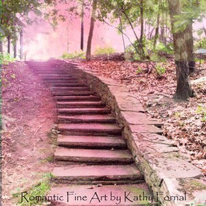 Pink Nature Photography, Fantasy Pink Nature, Dreamy Fairytale Pink Stairs, Pink Nature Print, Baby Girl Nursery Wall Decor, Fantasy Nature