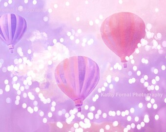 Hot Air Balloon Prints, Lavender Purple Pink Nursery Decor, Lavender Hot Air Balloons Print, Lavender Balloons Photos, Baby Girl Nursery Art