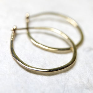 Medium Solid 14k Gold Hoops 3/4 Inch Hand Forged Solid Gold Hoops 14 Karat Yellow Gold Hoop Earrings image 2