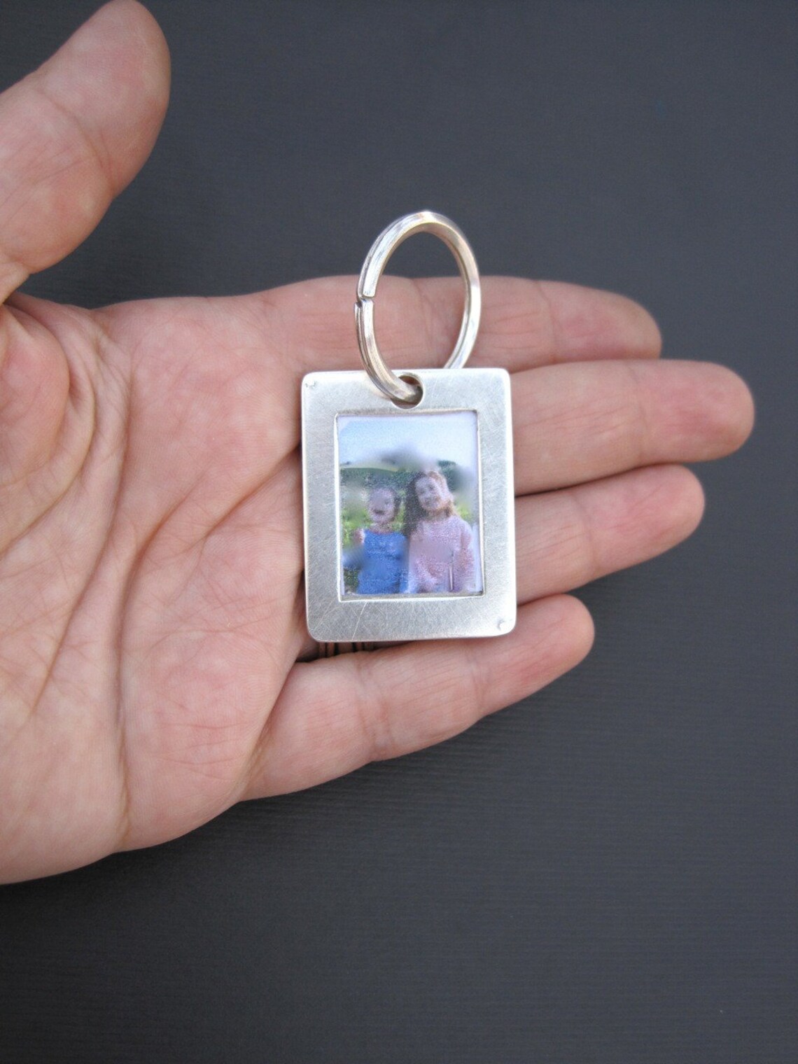 Photo Key Ring Sterling Silver Picture Frame Key Chain Etsy