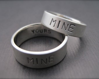 You're Mine, I'm Yours Rings - Sterling Silver Promise Ring/Wedding Band Set - 1.5mm