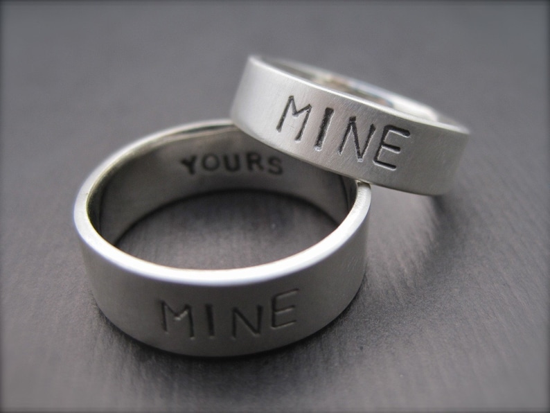 You're Mine, I'm Yours Rings Sterling Silver Promise Ring/Wedding Band Set 1.5mm image 1