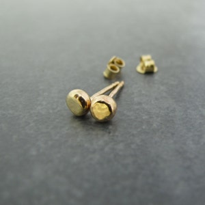 Solid 14k Gold Studs Recycled Solid 14 Karat Gold Hammered Post Earrings image 5