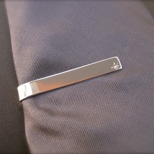 Diamond Tie Bar Elegant Sterling Silver Tie Clip with Diamond image 3