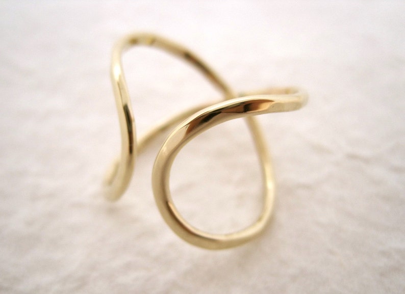 Infinity Ring Wide Solid 14k Yellow Gold Promise Ring image 2