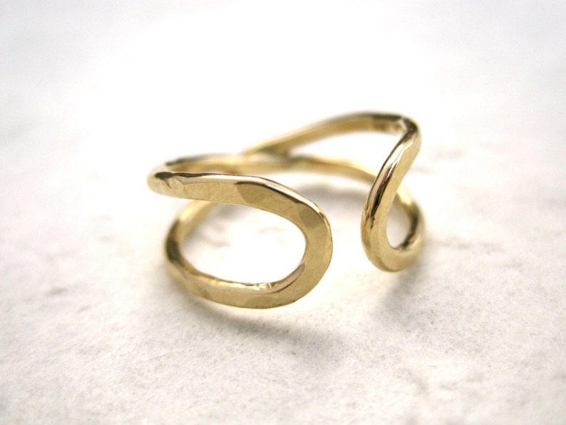 Infinity Ring Narrow Solid 14k Yellow Gold Wedding Band image 2