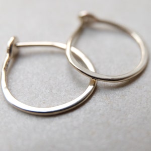 Small 14k White Gold Hoops 5/8 Inch Hand Forged Solid Gold Hoops 14 Karat White Gold Hoop Earrings image 4